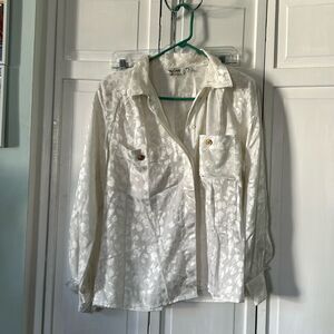Vintage Oleg Cassini monochrome white blouse - Size 8